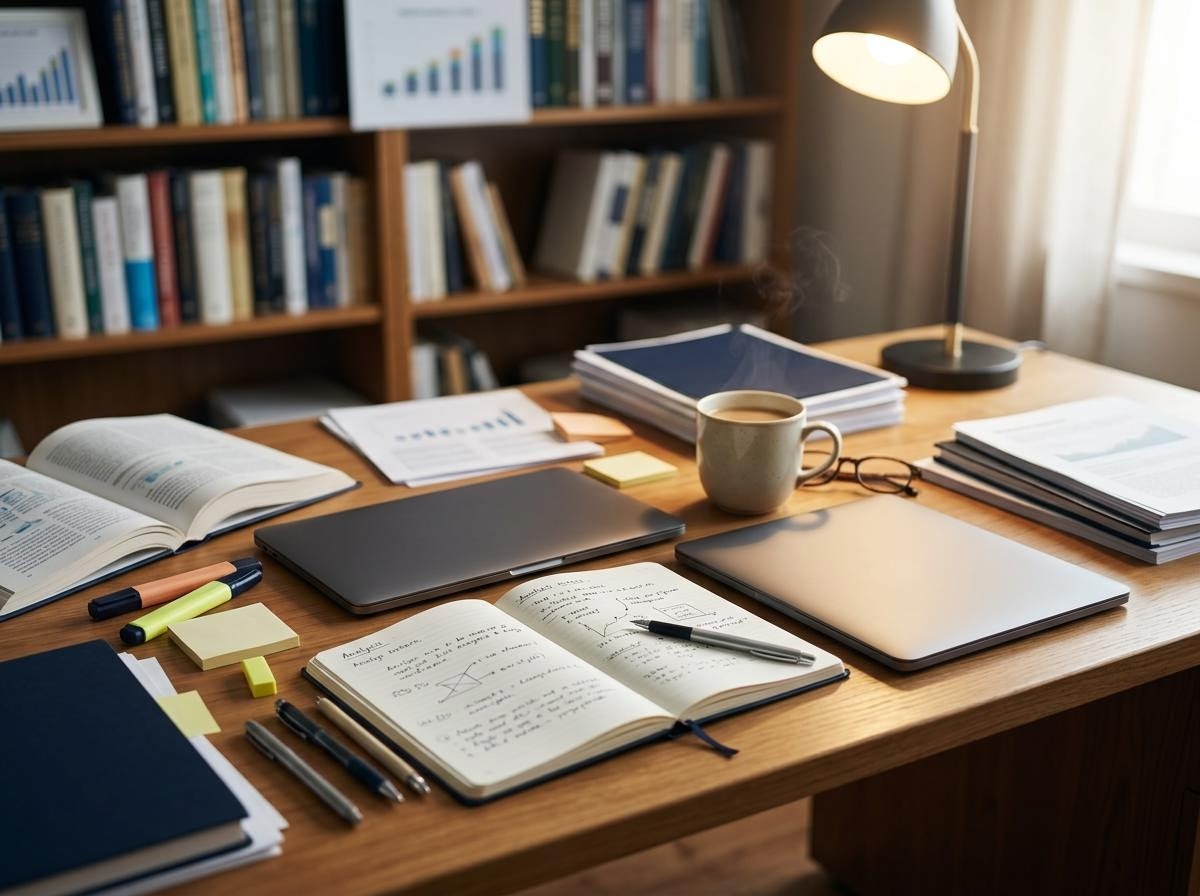 企業研究アナリストのデスク